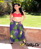 middle-aged asian woman lucky starr gets naked on a backyard patio