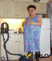 old grandma ingeborg exposes her fat body and sticks a vacuum pipe in her twat