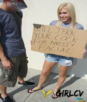 petite blonde megan moore jerks off a long penis for a mouthful of sperm
