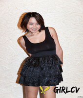 skinny chinese babe li zheng poses in the black t-shirt and skirt130369
