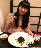 sweet asian girl miyabi displays her jizz covered tongue after a pov blowjob