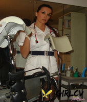 mature nurse nylon jane exposes her upskirt panties on a vintage medical chair104619