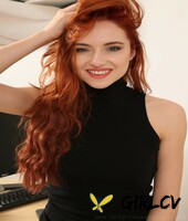 model with red wavy hair sophia blake undresses & poses in sheer tights48586