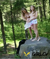 blonde twins sascha m & mascha show their sweet teen tits outdoors86793