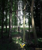 brunette slave athina tied to tree for outdoor spanking & deepthroat face fuck