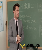 nerdy girl riley reid has her brunette hair pulled and fucks a big cock
