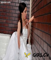solo girl in a wedding dress gets plastered with sperm while at a gloryhole56230
