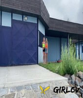 claudia macc and a girlfriend piss upon slope paved with stones