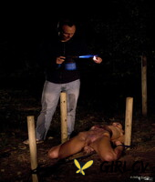 crotch-roped & gagged meg magic gets spanked & face fucked in the forest31168
