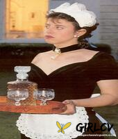 horny lady and a maid show their cunts and share a butlers cock in stockings