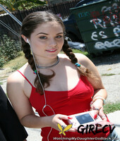 horny shaved teen charlotte vale blows & bangs a bbc in front of her dad
