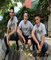 three army brats pose outdoors before a gay threesome gets underway182859