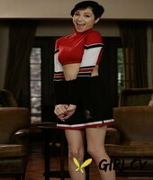 cute cheerleader cadey mercury hikes top & skirt up to show perky tits & twat204146