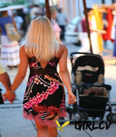 sexy teen girls are followed in public places by a creepy voyeur