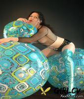brunette amateur mina gorey plays with balls while wearing a see-through top42313