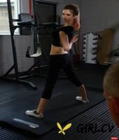 petite brunette stella cox gets a tempting stretching at the gym