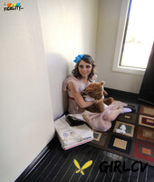 sweet & sassy nickey huntsman flashes her natural tits & hugs her teddy bear