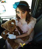 sweet & sassy nickey huntsman flashes her natural tits & hugs her teddy bear75453