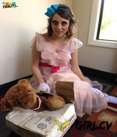 sweet & sassy nickey huntsman flashes her natural tits & hugs her teddy bear75457
