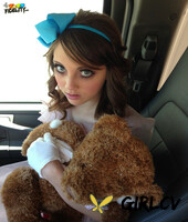 sweet & sassy nickey huntsman flashes her natural tits & hugs her teddy bear75450