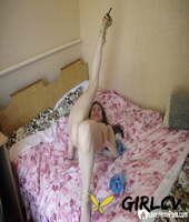 naughty amateur takes off her lingerie to show her hairy muff on the bed84106