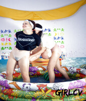 filthy teenage lesbians with hairy cunts having some fun with their toys102049