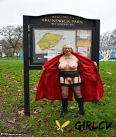 older blonde exhibitionist barby slut exposes herself while at a public park
