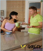 brunette layla lopez gives her man a hot bj & a hardcore ride in the kitchen20015