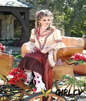 hungarian rita faltoyano strips her costume on a carriage & poses in lingerie
